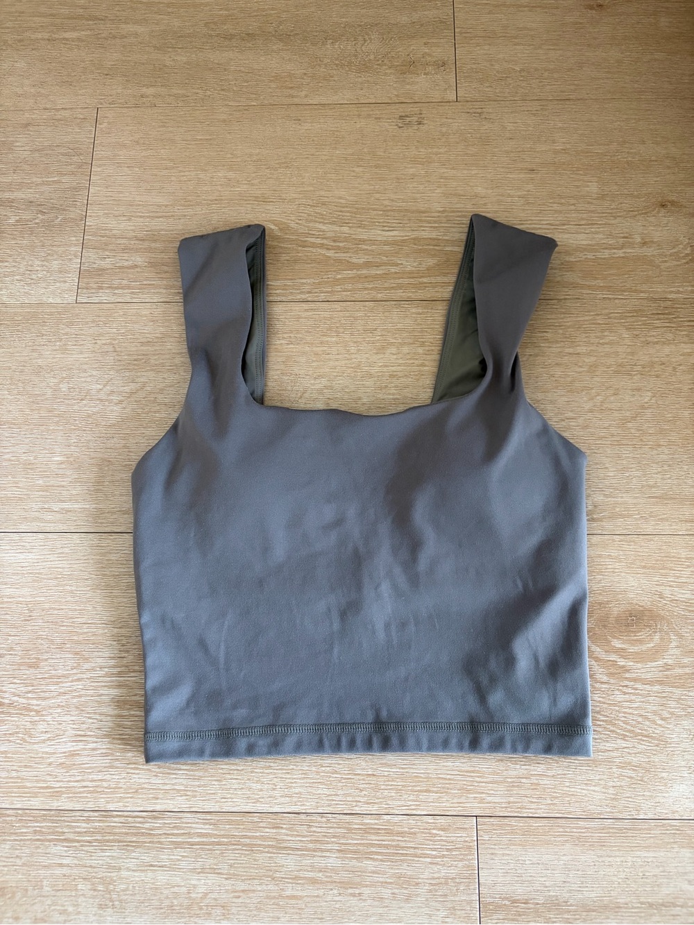 FORM Cropped Square-Neck Tank Top in Taupe Gray